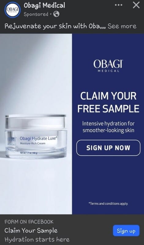 Free Sample of Obagi Medical Hydrate Luxe Moisture Rich Cream