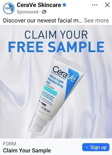 Possible FREE CeraVe Ultra-Light Moisturizing Gel Sample
