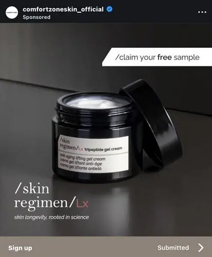 Possible FREE Comfort Zone Skin Regimen LX Tripeptide Gel Cream Sample