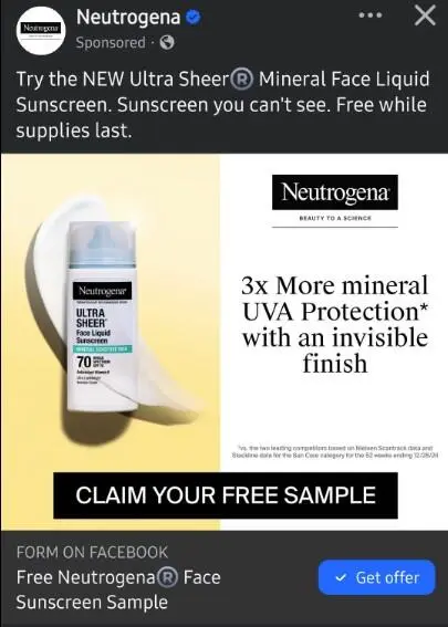 Possible FREE Neutrogena Ultra Sheer Mineral Face Liquid Sunscreen