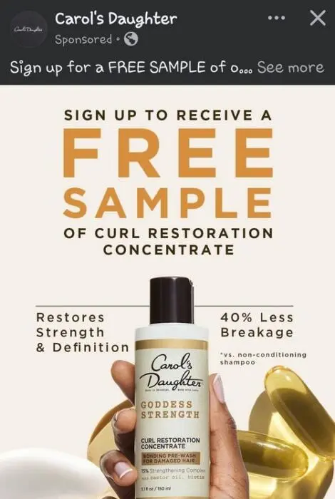 Possible FREE Carol’s Daughter Curl Restoration Concentrate Sample