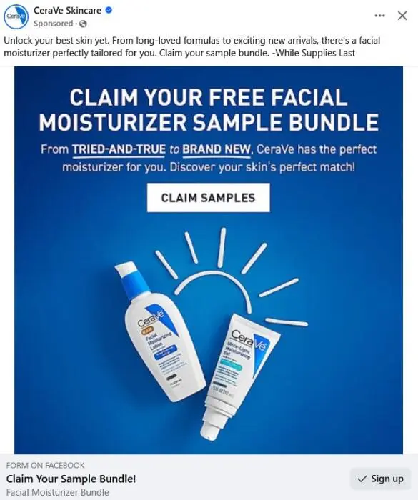 Possible Free CeraVe Facial Moisturizer Sample Bundle