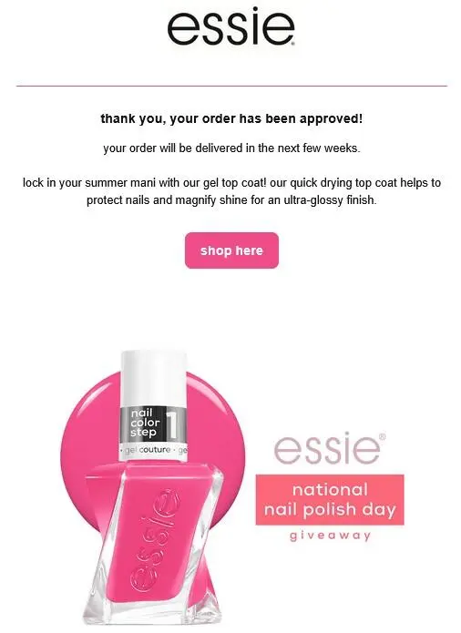 RUN! Free essie Pinky Ring Nail Polish Sample