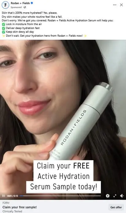 Possible Free Sample of Rodan + Fields Active Hydration Serum