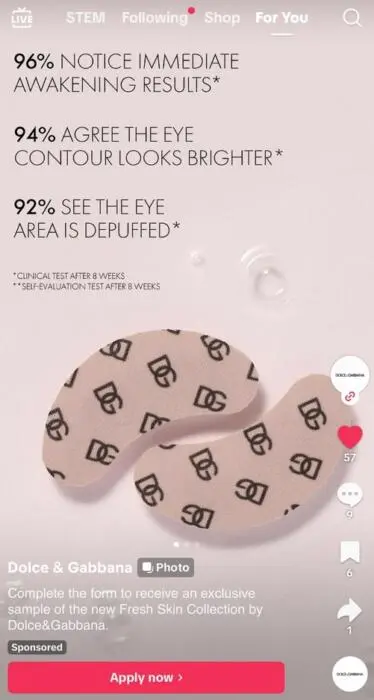 Possible FREE Dolce & Gabbana Eye Patch Sample