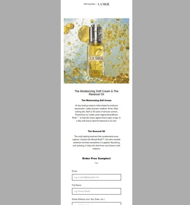 RUN! Free Bloomingdale’s x LA MER Moisturizing Soft Cream & The Renewal Oil Sample