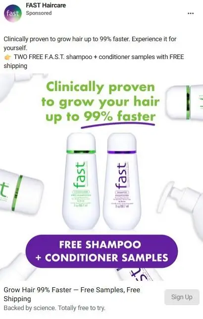 Possible FREE FAST Haircare Shampoo & Conditioner Samples