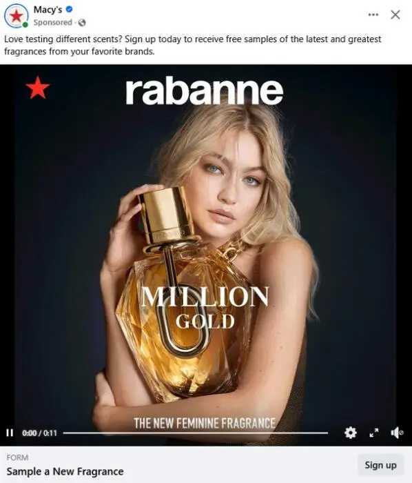 Possible FREE Million Gold For Her Fragrance Sample from Macy’s