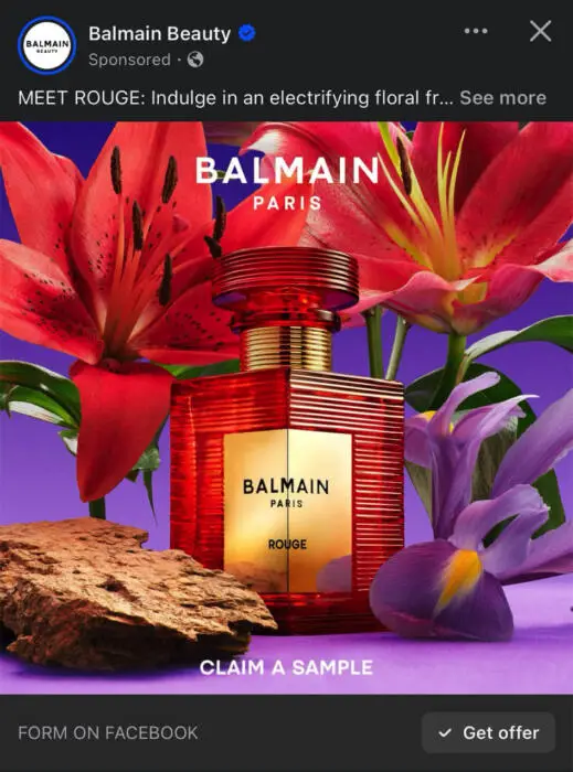 Possible Free Balmain Paris Rouge Fragrance Sample