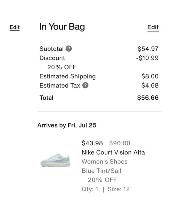 Nike Court Vision Alta Sneakers NOW $43 (REG.$90)