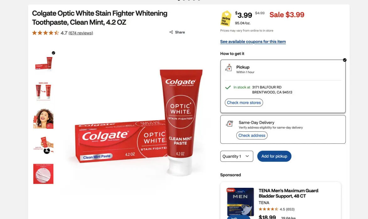 FREE Colgate Optic White Toothpaste at CVS This Week!