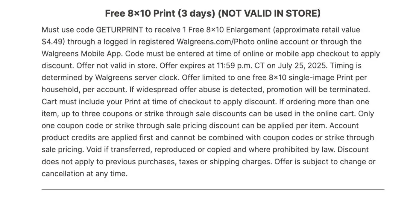 FREE 8x10 Photo Print at Walgreens! (ENDS July 25)