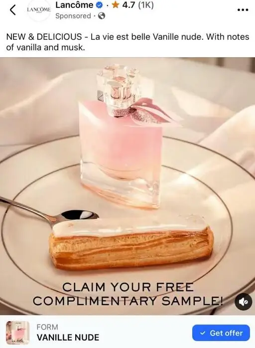 Possible Free Lancôme La vie est belle Vanilla nude Fragrance Samples
