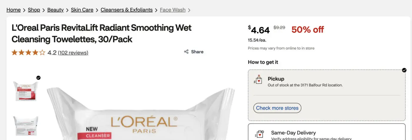 Score FREE L'Oréal Makeup Remover Wipes at CVS