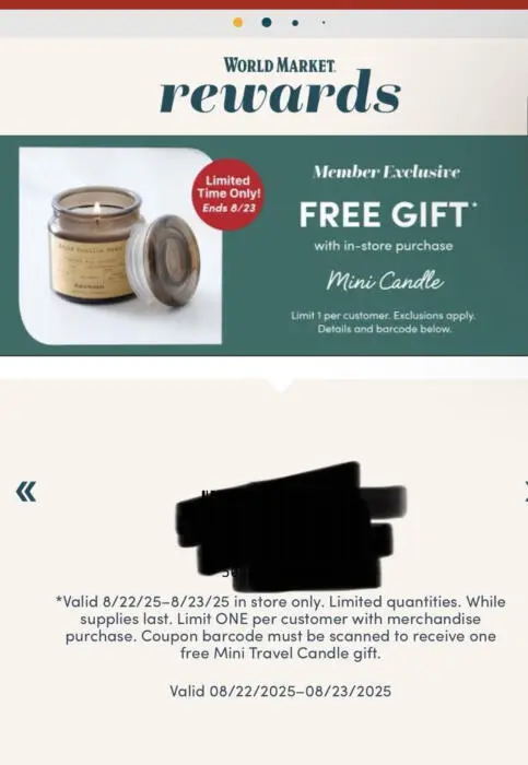 FREE Mini Candle with Purchase at World Market