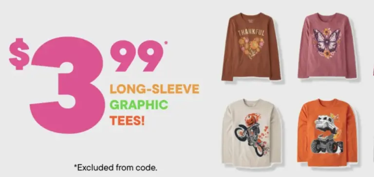 $3.99 Long Sleeve Graphic Tees at The Children’s Place (Final Hours Left)