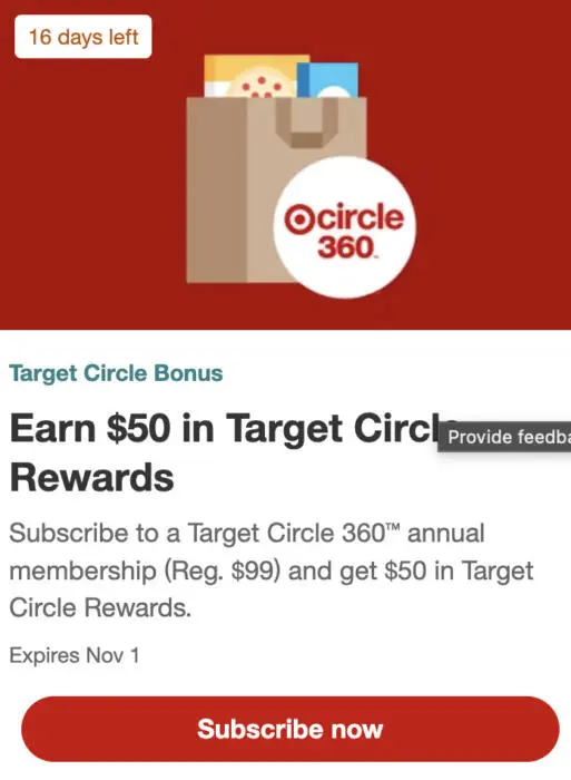 FREE Target 360 Membership after Cash Back ($99 Value!)