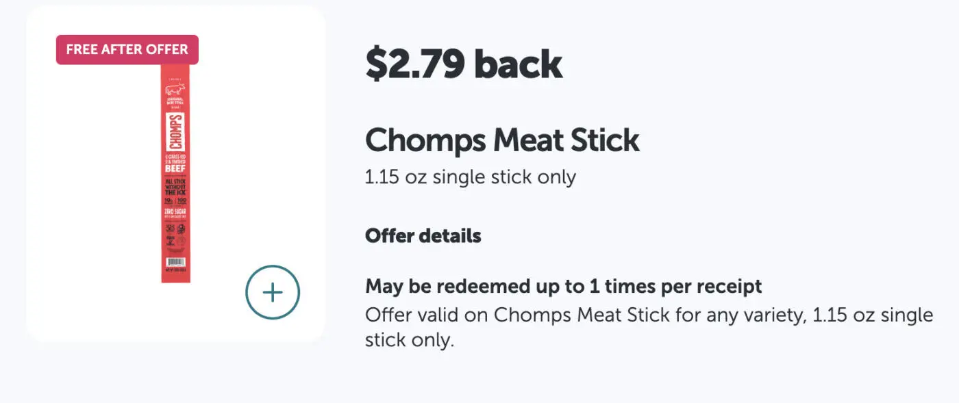 Free Chomps Meat Stick at Target w/ibotta app October 19, 2025 Free Chomps Meat Stick at Target w/ibotta app