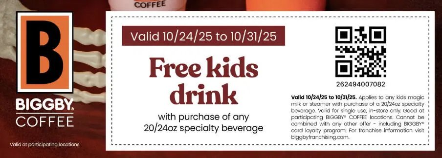 Free Kids' Drink at Biggby Coffee with Your Purchase!