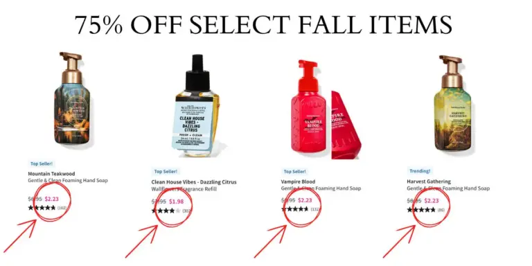 Up to 75% Off Fall Clearance at Bath & Body Works (AS LOW AS $1)