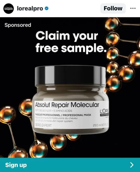 Possible FREE L'Oreal Professional Absolut Repair Molecular Hair Mask