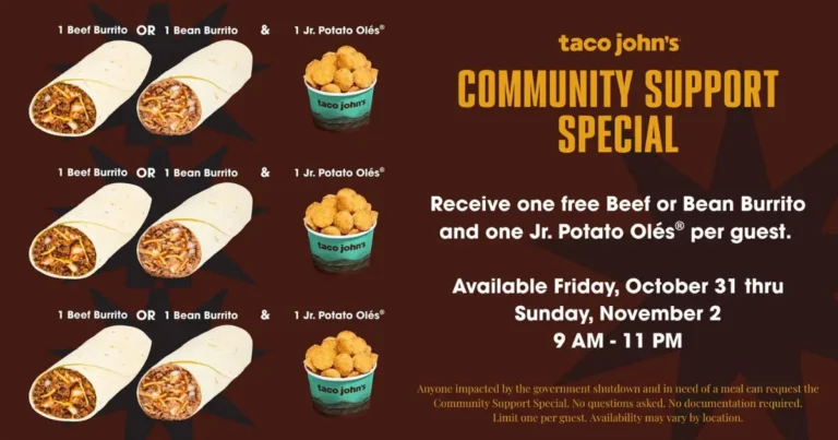 Taco John’s Offers Free Meals to Those Affected by the Government Shutdown