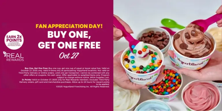 BOGO at Yogurtland for Fan Appreciation Day! (10/27)