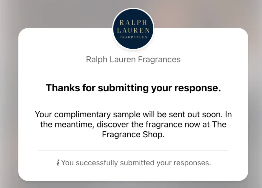 RUN! Free Ralph Lauren Fragrance Sample