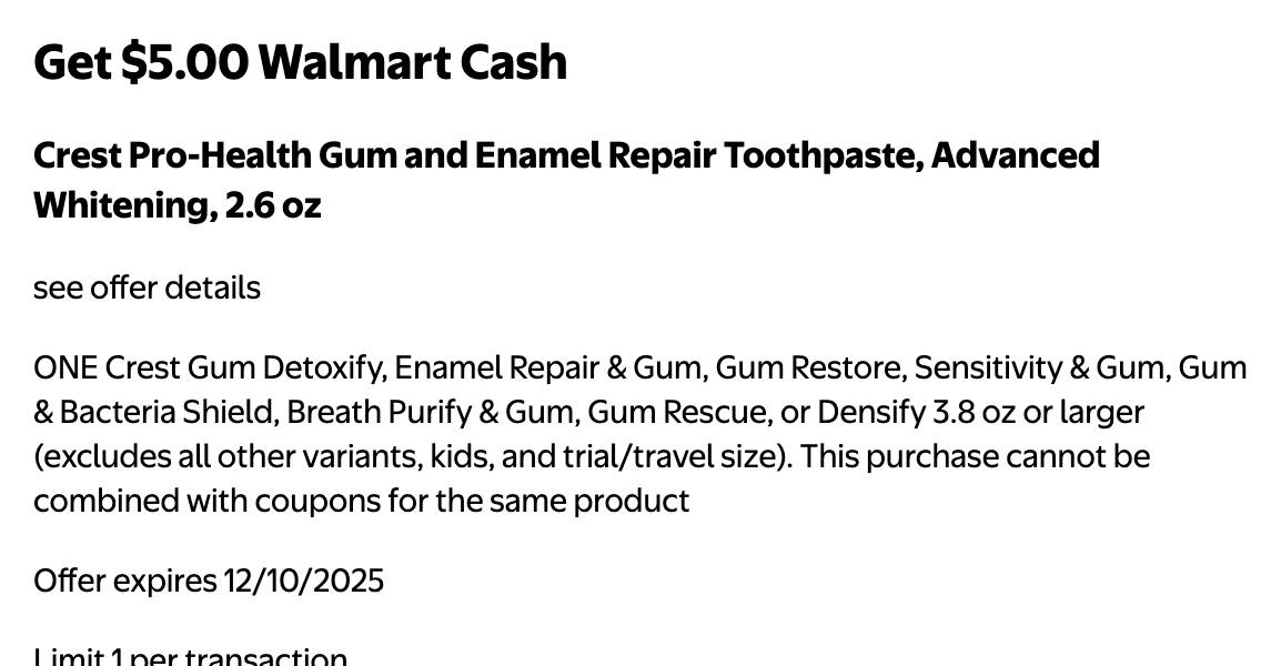 Free Crest Pro-Health Toothpaste at Walmart