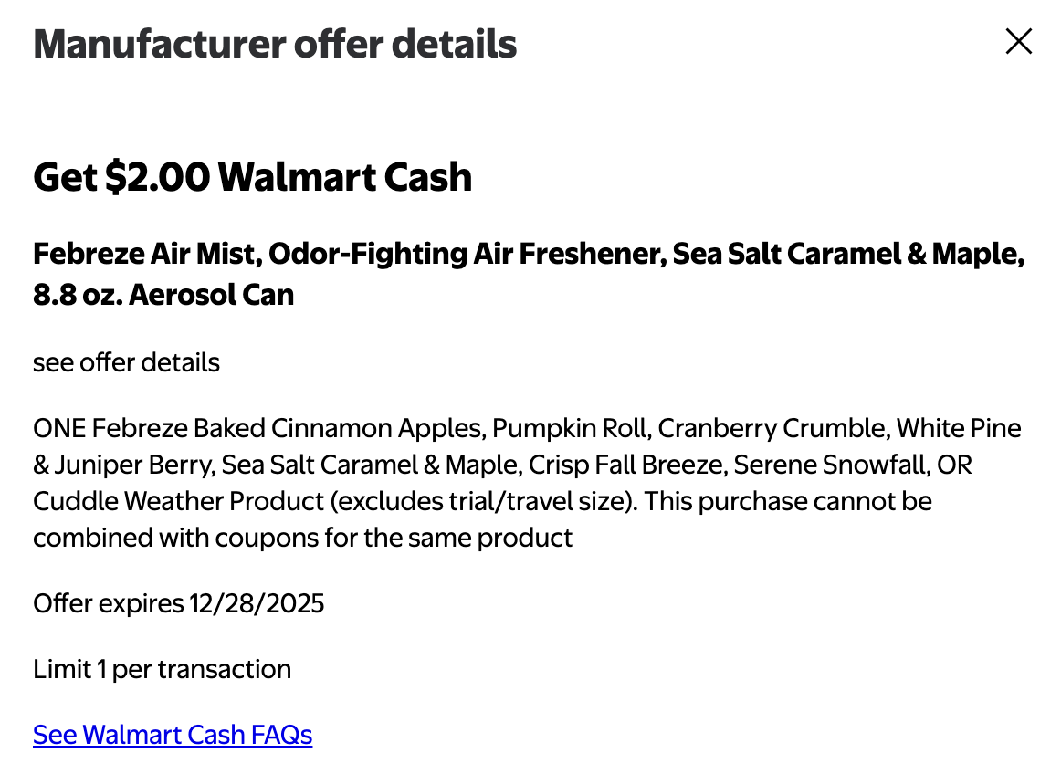 Febreze Air Spray at Walmart for $1.24 (reg $3.24)