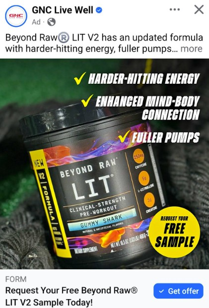 Free GNC Beyond Raw Pre-Workout Sample