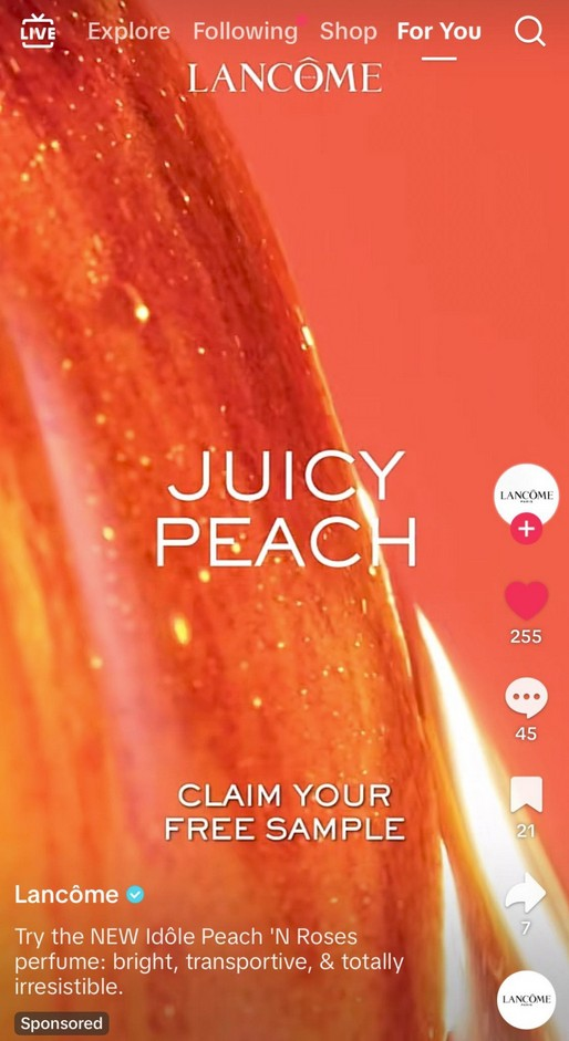 Free Lancôme Idôle Peach ‘N Roses Fragrance Sample