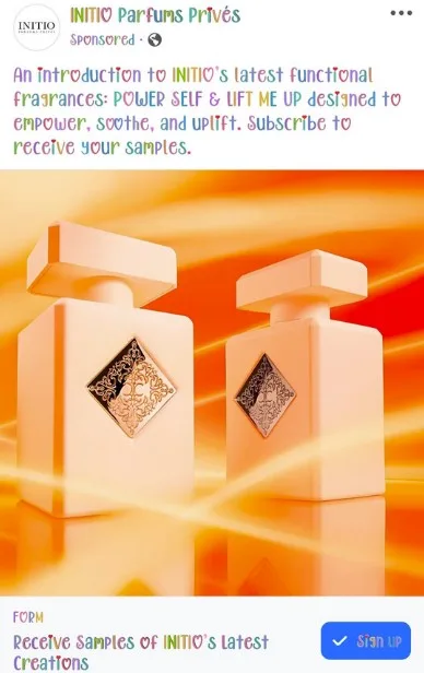 Possible FREE INITIO POWER SELF & LIFT ME UP PERFUME SAMPLES