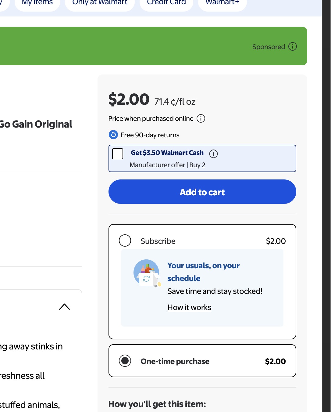 2 Febreze To Go Sprays at Walmart for $0.50 (reg $4)