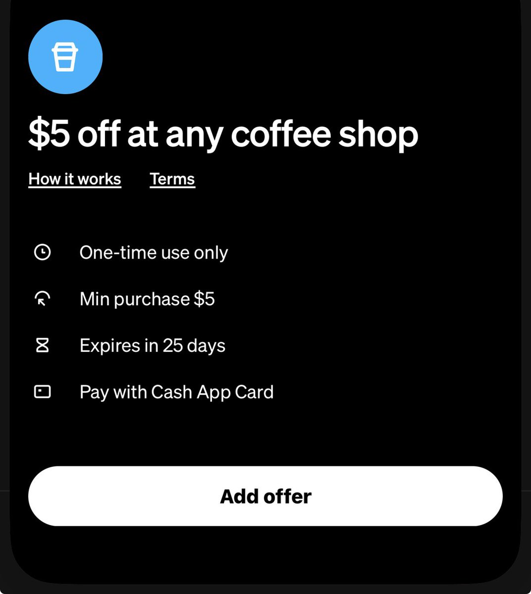 Coffee at Any Coffee Shop for $5 Off with Cash App