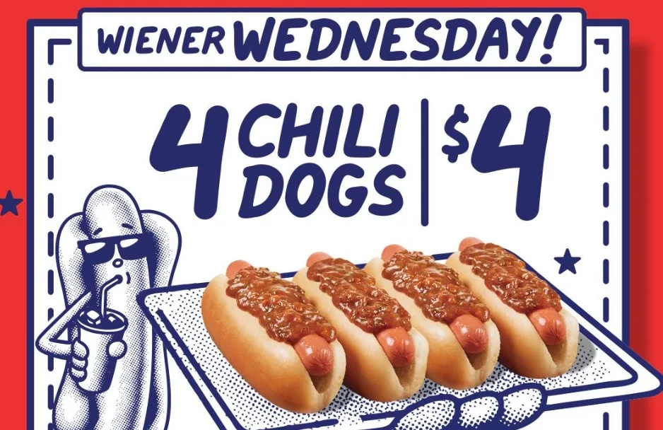Wienerschnitzel 4 Chili Dogs for $4 for all of march