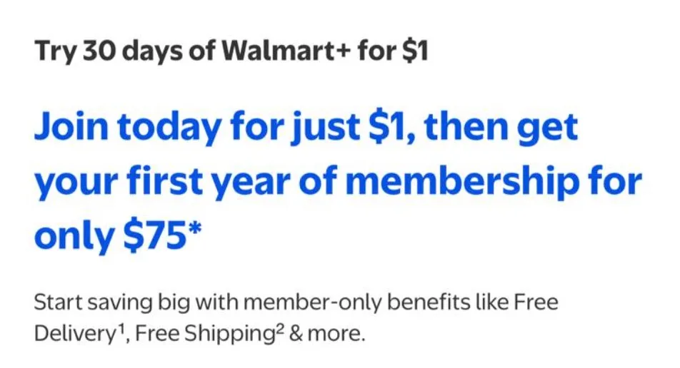 Walmart+ 30-Day Trial Membership at Walmart for $1 + Discounted Annual Rate